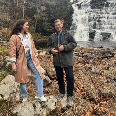 Grace and Brenden enjoying the Autumn season while visiting a water fall in New York.